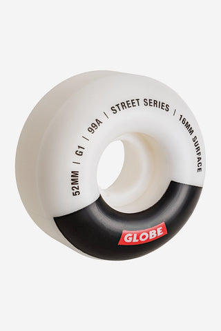 G1 Street Skateboard Wheel 52mm - White/ Black White/Black/Bar