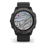 Garmin Fenix ​​6X PRO Solar Titanium Grigio Antracite con cinturino Nero