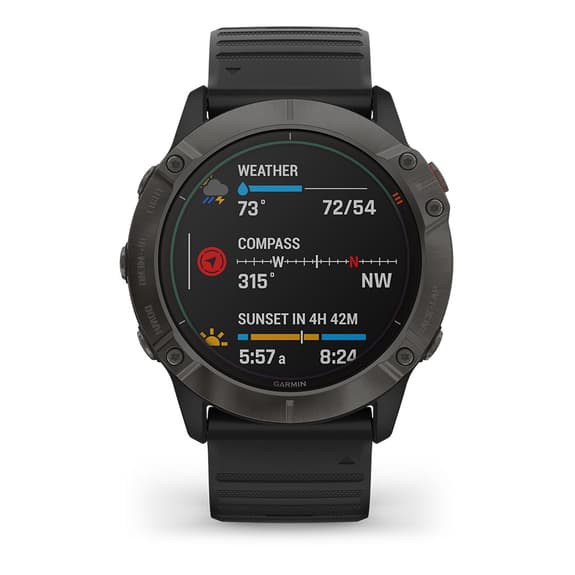 Garmin Fenix 6X PRO Solar Titanio gris carbón con correa negra