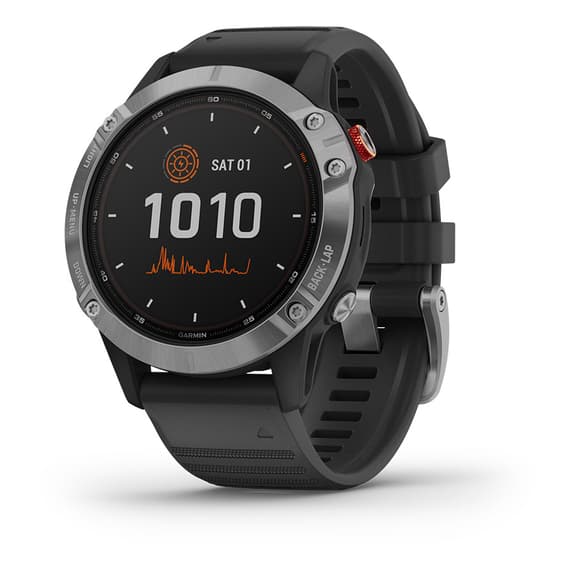 Garmin Fenix ​​​​6 Solar argento con cinturino nero