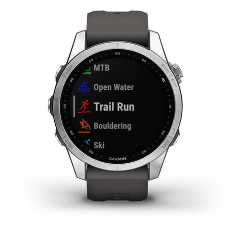 Garmin Fenix 7S plateado con correa gris