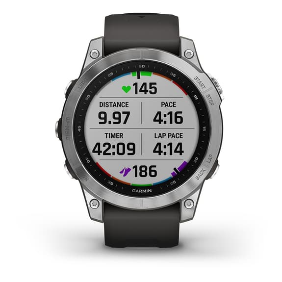 Garmin Fenix 7 plateado con correa gris grafito