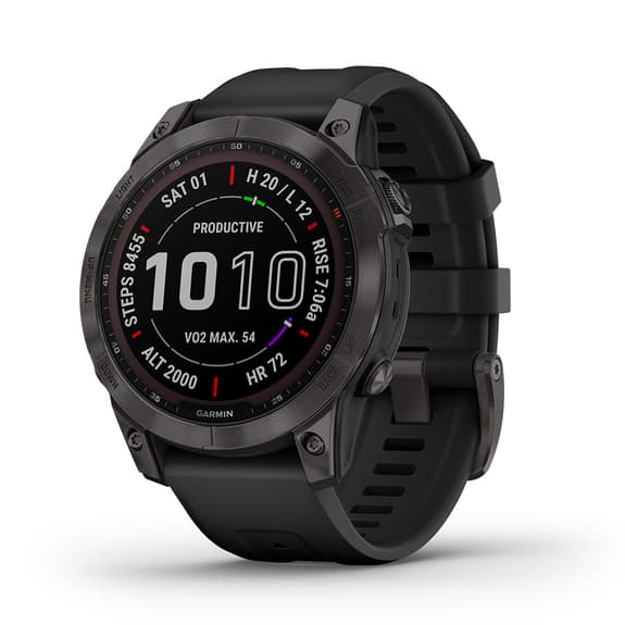 Garmin Fenix ​​​​7 Sapphire Solar Charcoal Grey avec bracelet noir