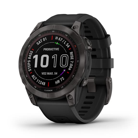 Garmin Fenix ​​​​7 Sapphire Solar Charcoal Grey avec bracelet noir