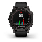 Garmin Fenix ​​​​7 Sapphire Solar Grigio Antracite con cinturino Nero