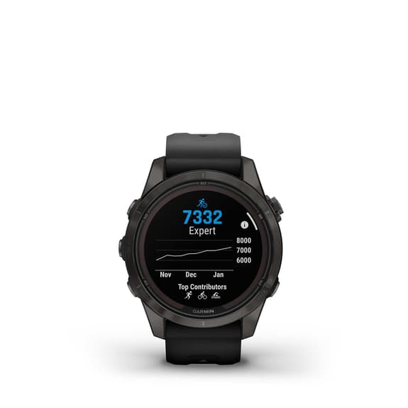 Garmin Fenix ​​​​7S Pro Sapphire Solar Titane Charbon Gris Bracelet Noir