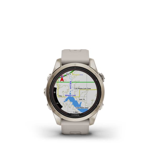 Garmin Fenix 7S Pro Zafiro Solar oro correa beige