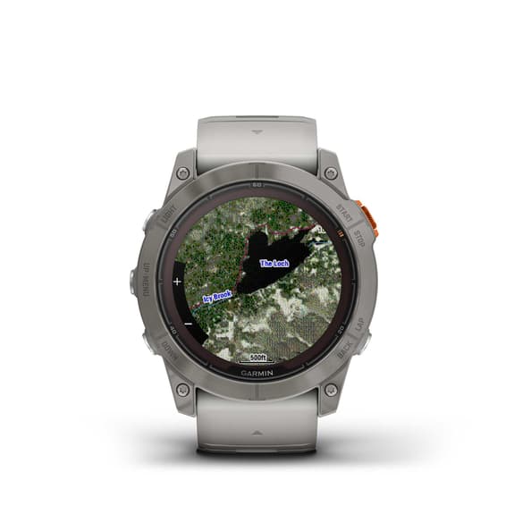 Garmin Fenix 7 Pro Zafiro Solar Titanio correa gris naranja