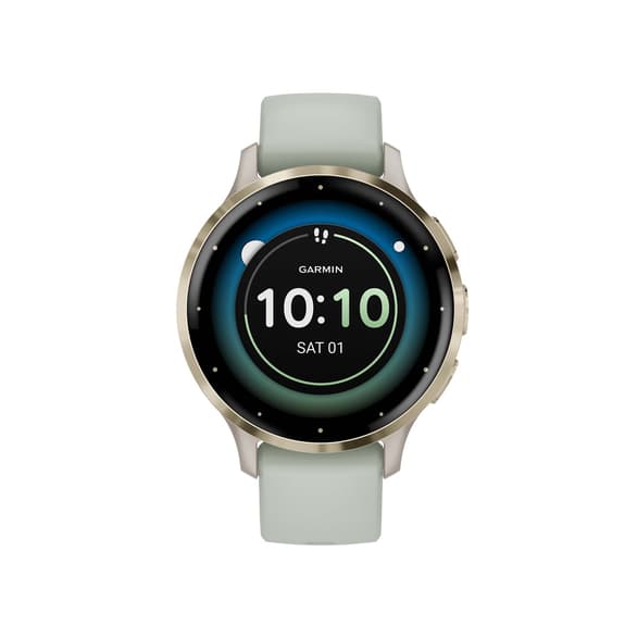 Garmin Venu 3S gris oro correa silicona beige