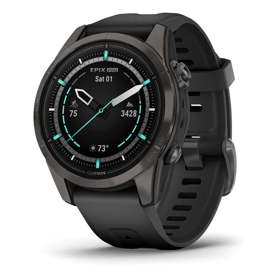 Garmin EPIX 2 PRO Saphir 42 mm Titane DLC Gris Charbon Noir Bracelet