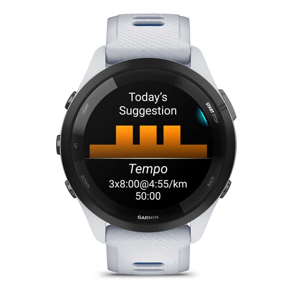 Garmin Forerunner 265 cinturino bianco nero bianco blu