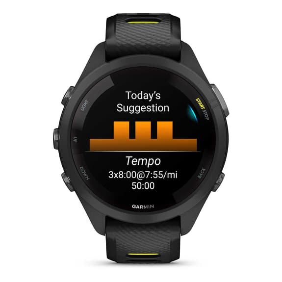 Garmin Forerunner 265S negro correa negro amarillo