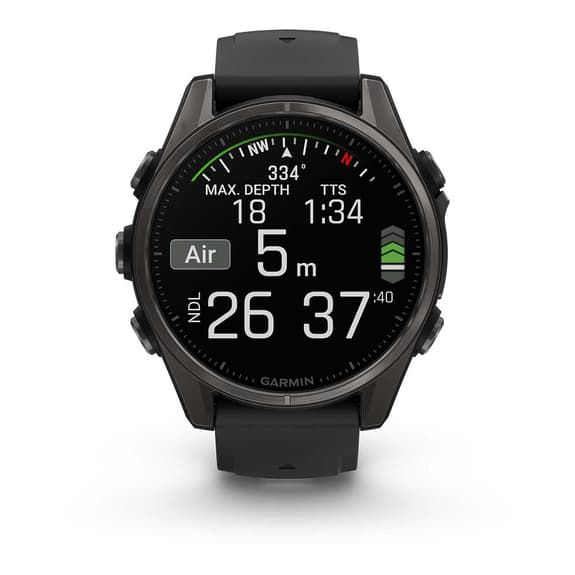 Garmin fēnix 8 AMOLED Sapphire 43 mm Titane gris anthracite bracelet noir