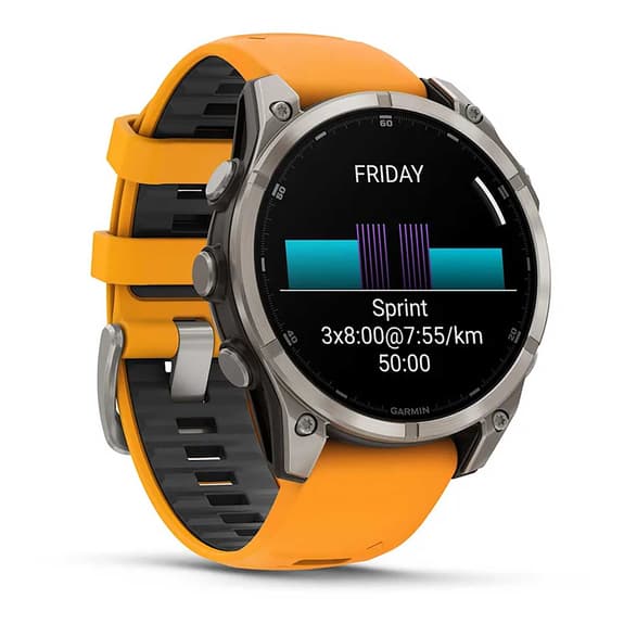 Cinturino arancione Garmin fēnix 8 AMOLED Sapphire 47 mm placcato titanio