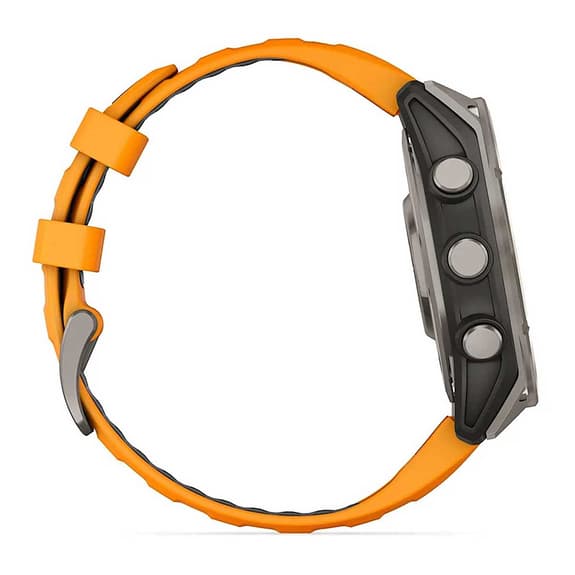 Garmin fēnix 8 AMOLED Zafiro 47 mm Titanio plateado correa naranja