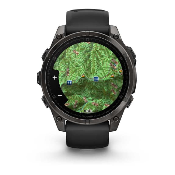 Garmin fēnix 8 AMOLED Zafiro 47 mm Titanio gris carbón correa negro