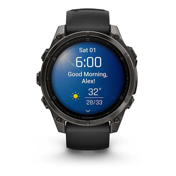 Garmin fēnix 8 AMOLED Sapphire 47 mm Titane gris anthracite bracelet noir