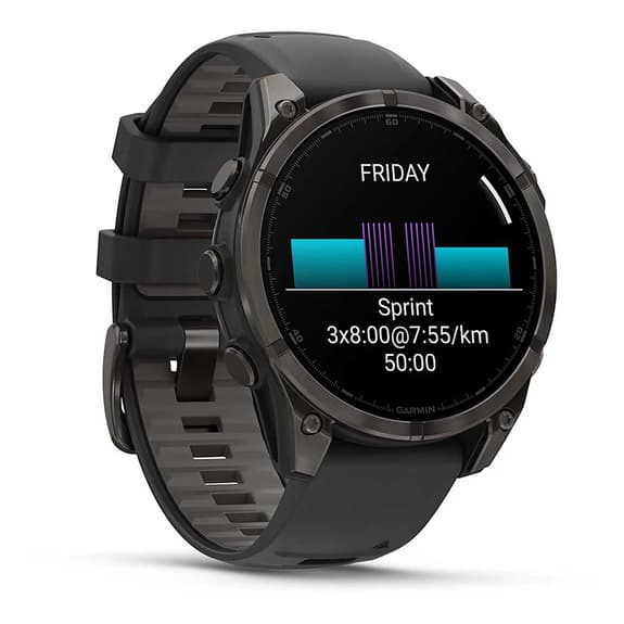 Garmin fēnix 8 AMOLED Sapphire 47 mm Titane gris anthracite bracelet noir