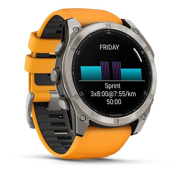 Cinturino arancione Garmin fēnix 8 AMOLED Sapphire 51 mm placcato titanio