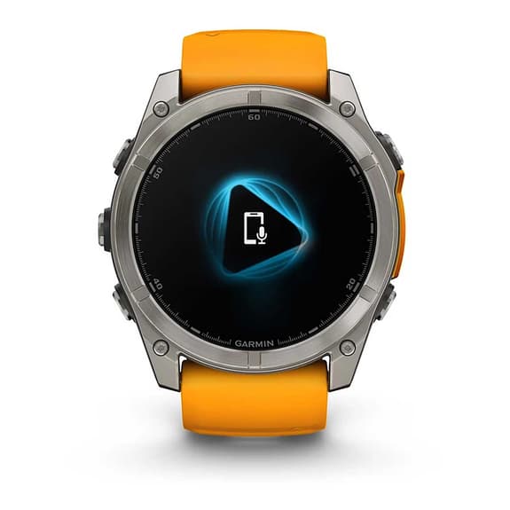 Garmin fēnix 8 AMOLED Zafiro 51 mm Titanio plateado correa naranja