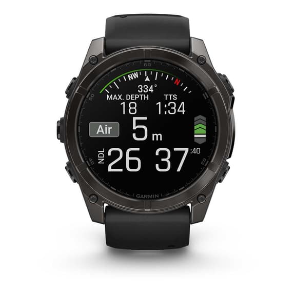 Garmin fēnix 8 AMOLED Sapphire 51 mm Titane gris anthracite bracelet noir