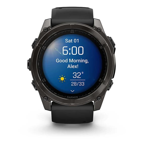 Garmin fēnix 8 AMOLED Sapphire 51 mm Titane gris anthracite bracelet noir