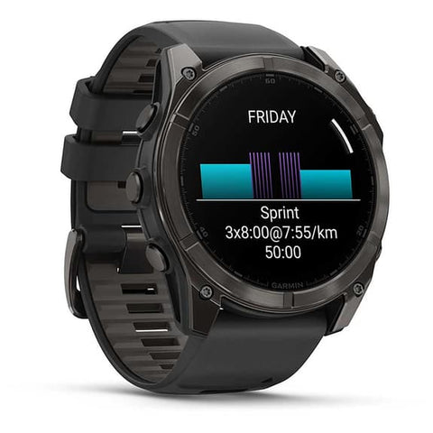 Garmin fēnix 8 AMOLED Zafiro 51 mm Titanio gris carbón correa negro