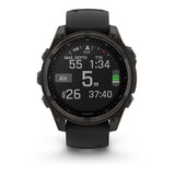 Garmin fēnix 8 Zafiro Solar 47 mm Titanio gris carbón correa negro