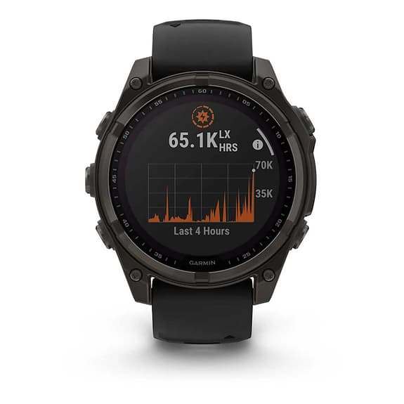 Garmin fēnix 8 Zafiro Solar 47 mm Titanio gris carbón correa negro