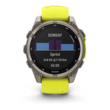 Garmin fēnix 8 Zafiro Solar 47 mm Titanio gris correa amarillo