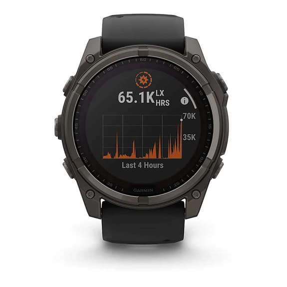 Garmin fēnix 8 Zafiro Solar 51 mm Titanio gris carbón correa negro