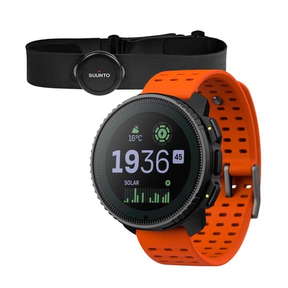 Suunto Vertical Solar Steel Orange Pearl + Suunto Smart Cardiofréquencemètre Noir