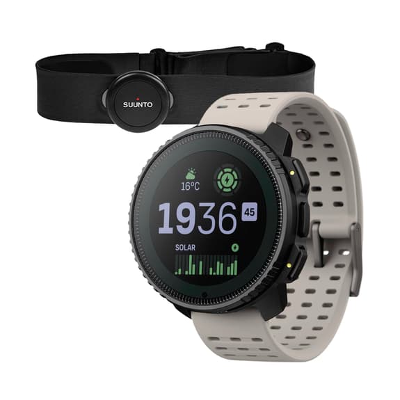 Suunto Vertical Solar Acier Gris Sable + Capteur de fréquence cardiaque Suunto Smart Noir